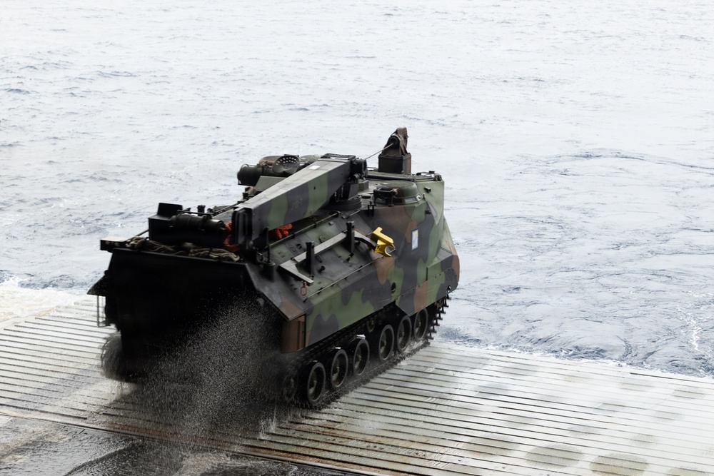 U.S. Marine Corps Leadership Oversee Amphibious Combat Vehicle Launch