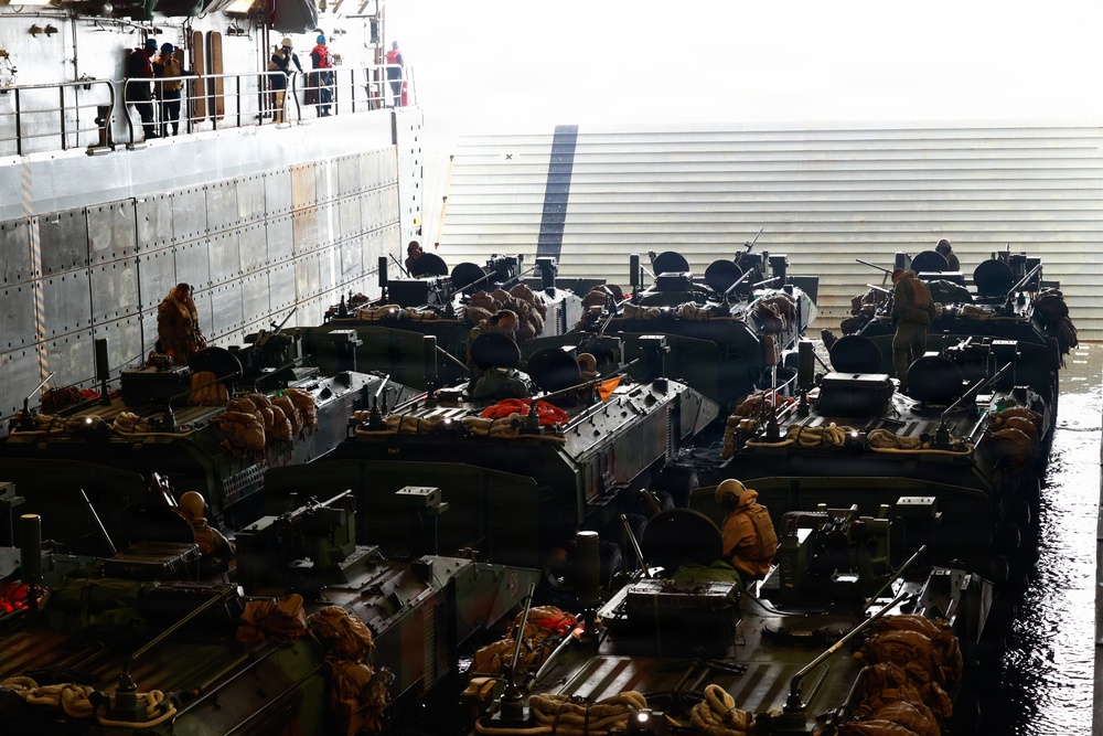 U.S. Marine Corps Leadership Oversee Amphibious Combat Vehicle Launch