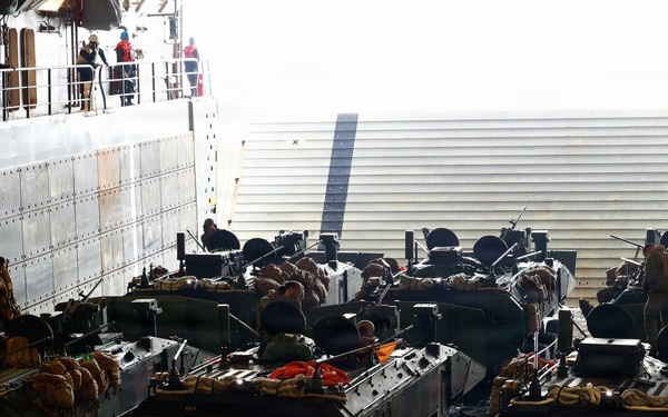 U.S. Marine Corps Leadership Oversee Amphibious Combat Vehicle Launch