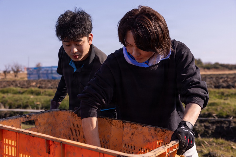 MCAS Iwakuni Volunteers and local community dig up Lotus Roots