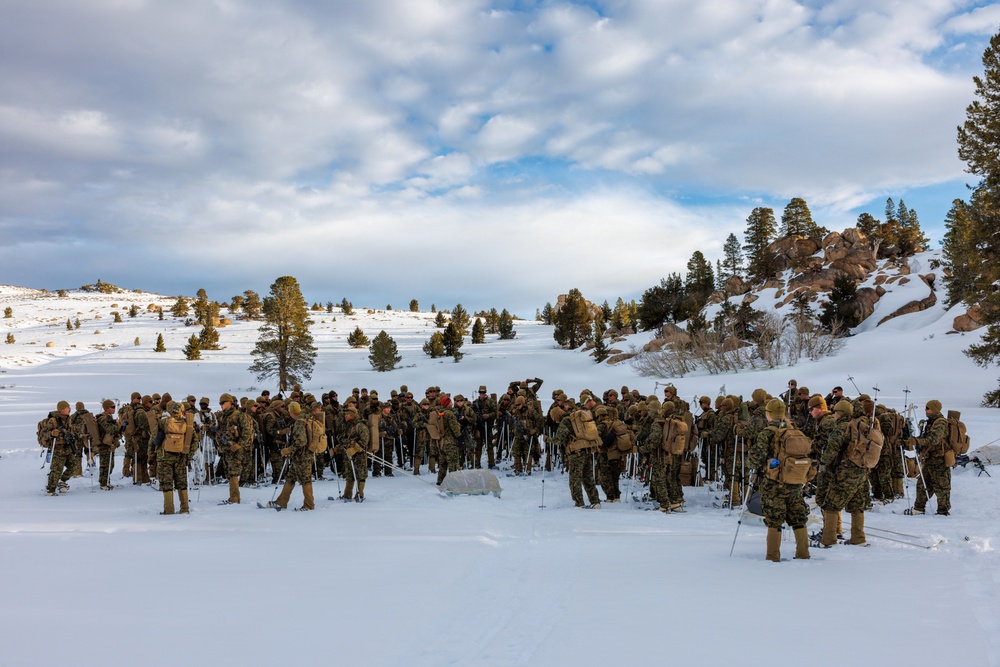 U.S. Marines with 2nd Bn., 4th Marines attend mountain survival class during MTX 1-26