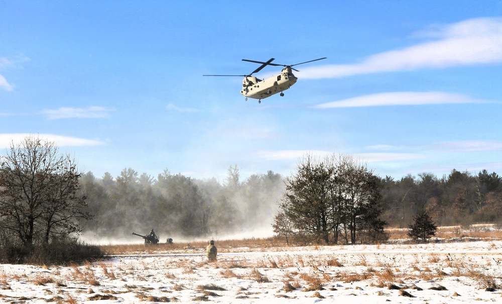 Wisconsin National Guard’s 1st Battalion, 120th Field Artillery holds winter sling-load training at Fort McCoy
