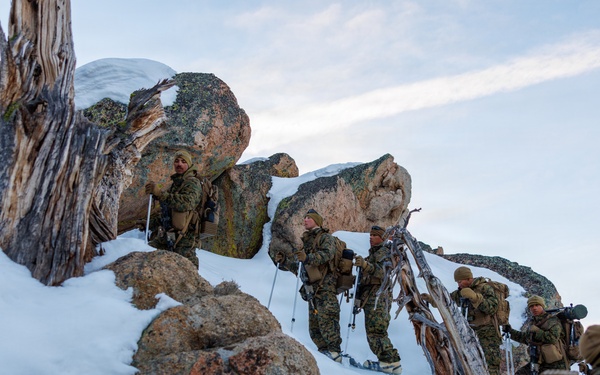 U.S. Marines with 2nd Bn., 4th Marines attend mountain survival class during MTX 1-26