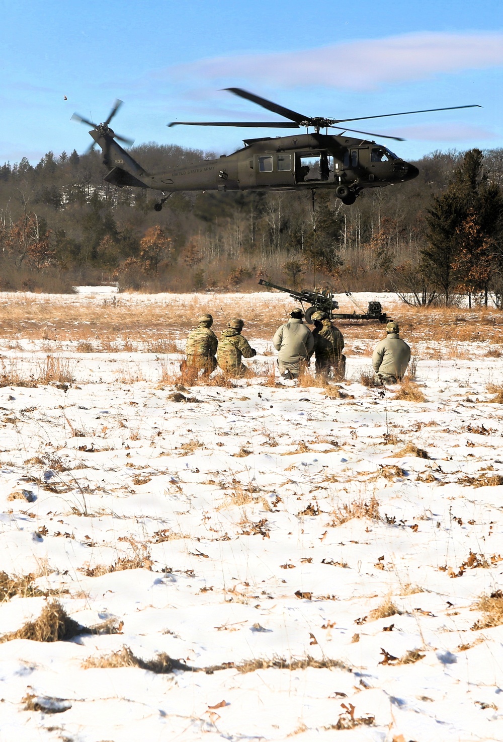 Wisconsin National Guard’s 1st Battalion, 120th Field Artillery holds winter sling-load training at Fort McCoy