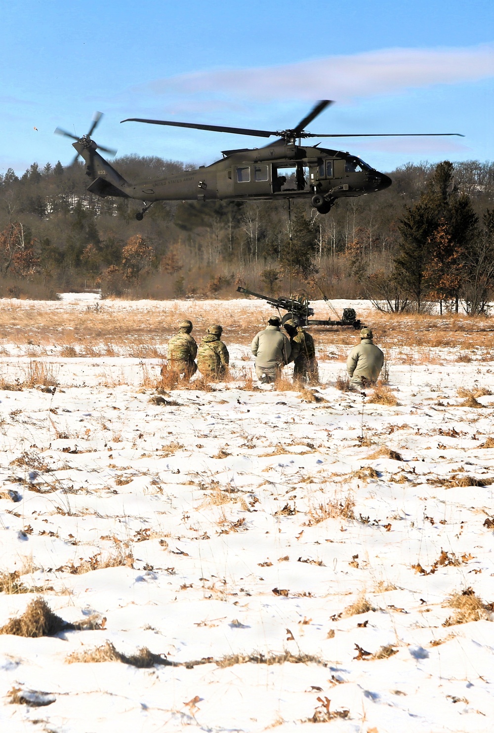 Wisconsin National Guard’s 1st Battalion, 120th Field Artillery holds winter sling-load training at Fort McCoy