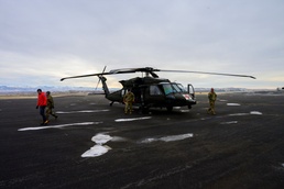 Wyoming Army Aviation teams and Big Horn County Serach and Rescue team perform hoist training
