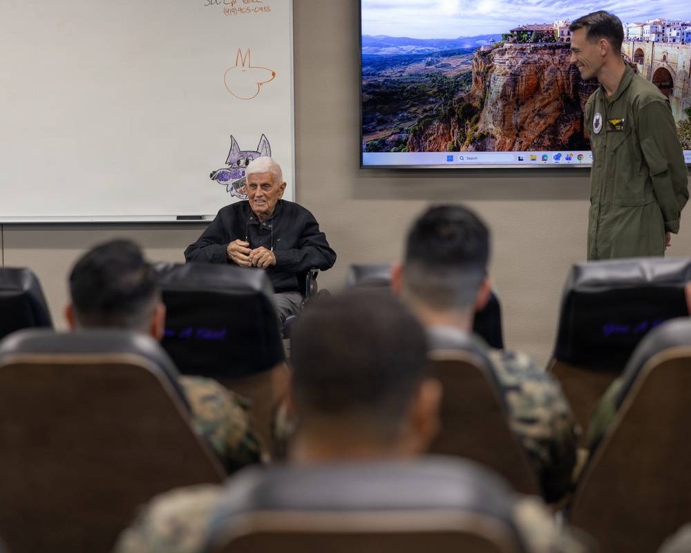 Plank holder Capt. Nelson J. Baker Visits VMM-364 Purple Foxes