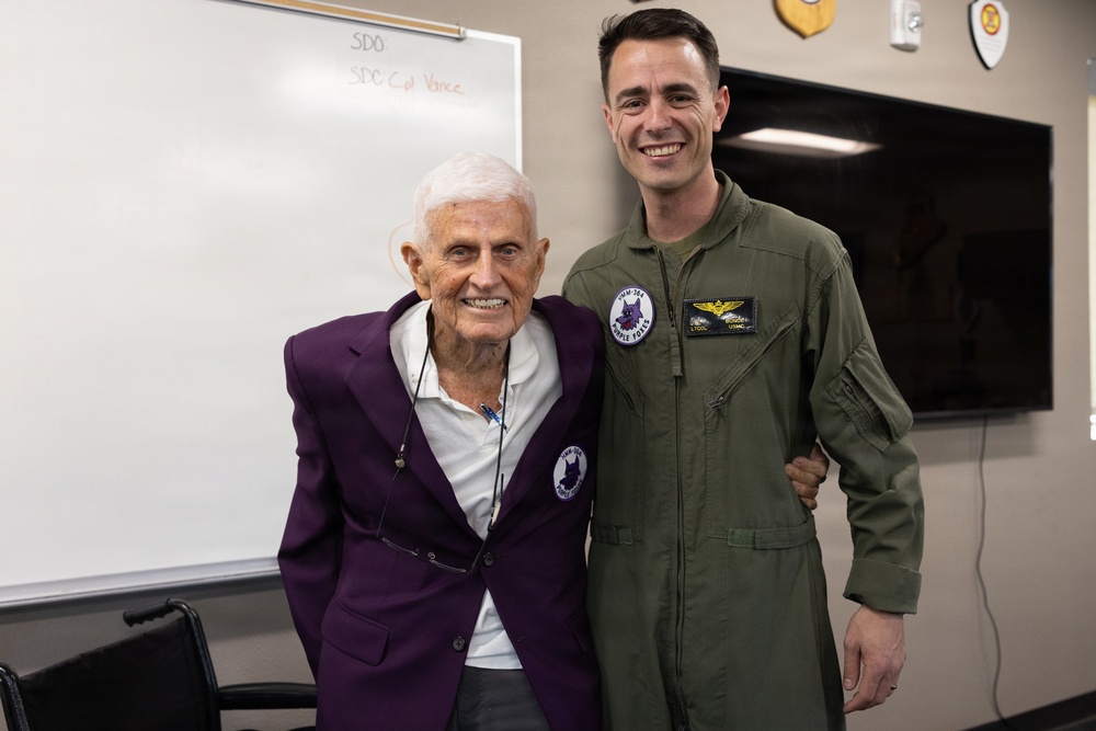 Plank holder Capt. Nelson J. Baker Visits VMM-364 Purple Foxes