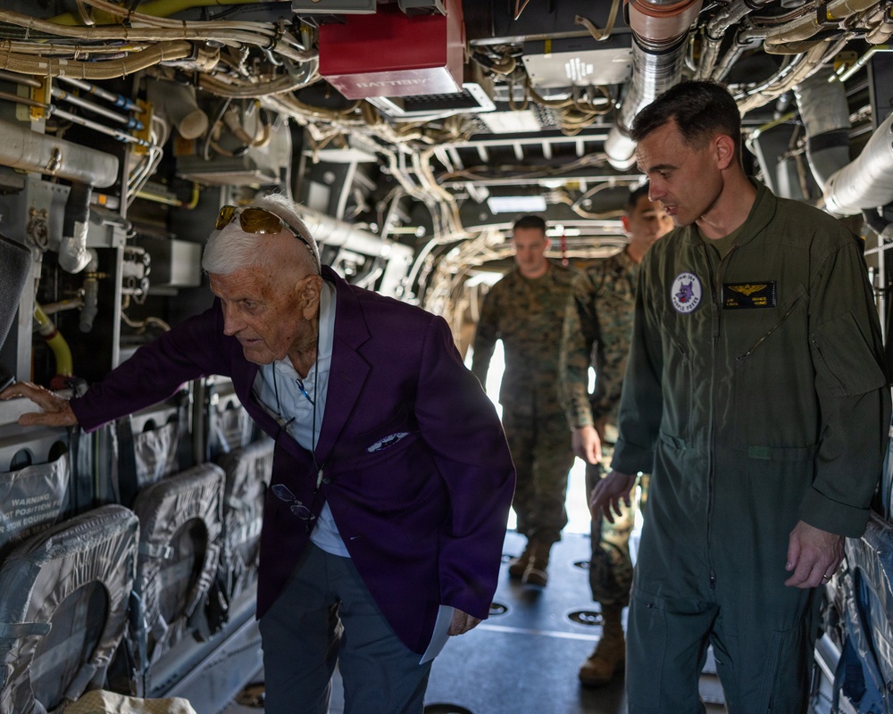 Plank holder Capt. Nelson J. Baker Visits VMM-364 Purple Foxes
