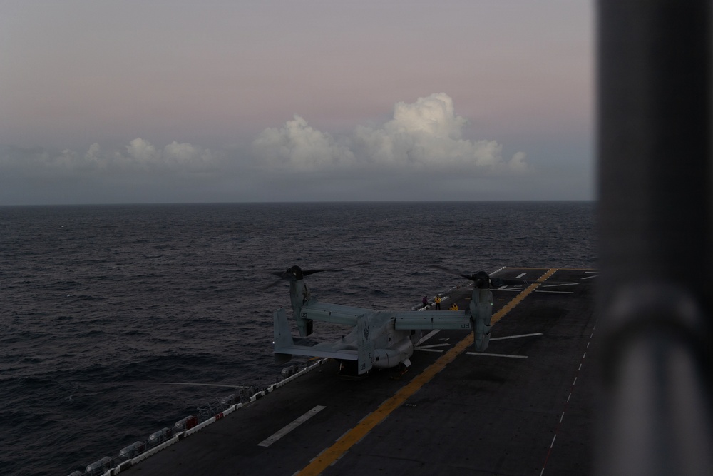 22nd MEU(SOC) | MV-22B Osprey Flight Operations at Sunset aboard the USS Iwo Jima