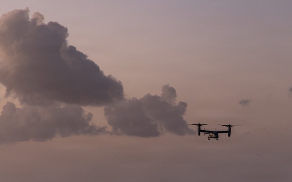 22nd MEU(SOC) | MV-22B Osprey Flight Operations at Sunset aboard the USS Iwo Jima