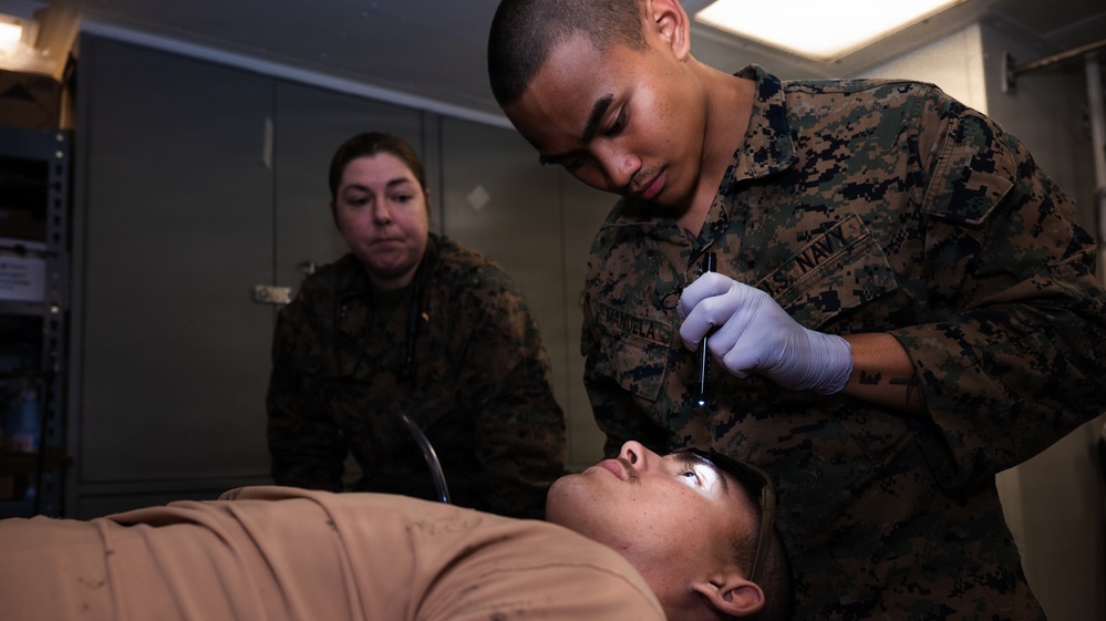 Navy Corpsmen Respond to Mass Casualty Drill aboard USS Ashland