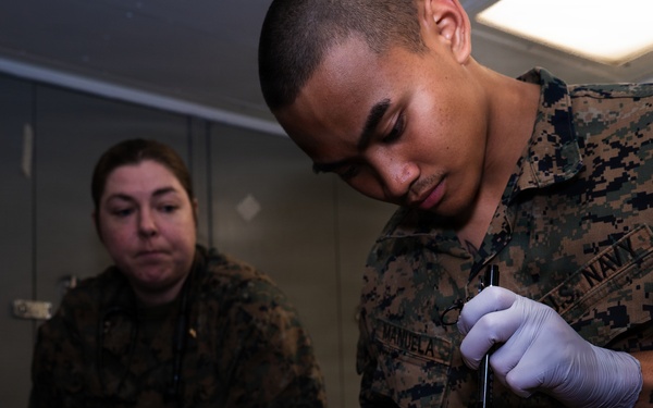 Navy Corpsmen Respond to Mass Casualty Drill aboard USS Ashland