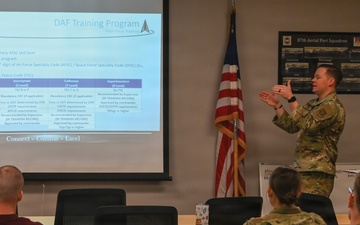 445th MSG training manager teaches training processes to new supervisors, trainers