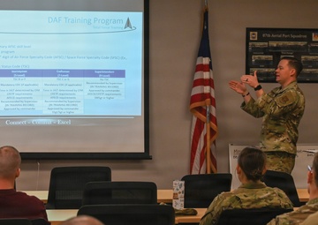 445th MSG training manager teaches training processes to new supervisors, trainers