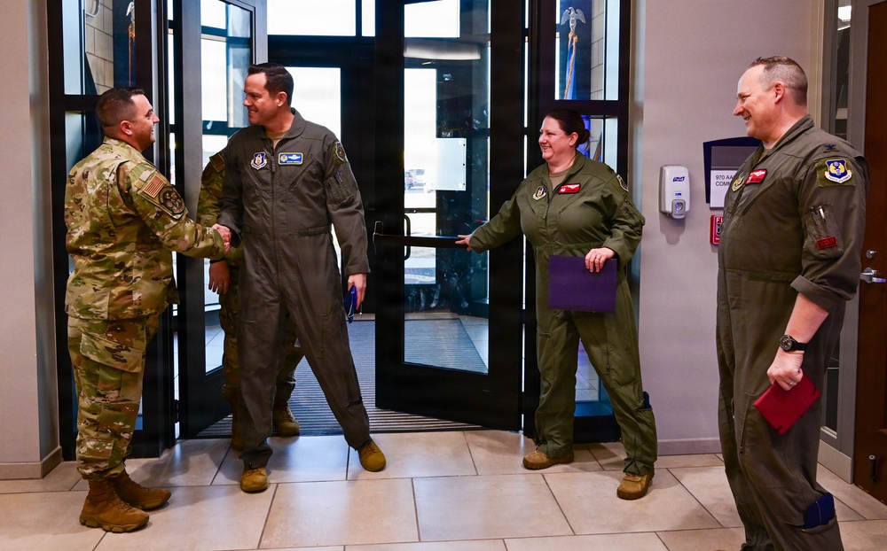 Brig. Gen. Kevin Merrill, 10th Air Force Commander, Conducts Leadership Visit with 513th ACG