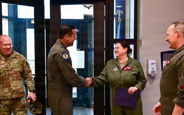 Brig. Gen. Kevin Merrill, 10th Air Force Commander, Conducts Leadership Visit with 513th ACG