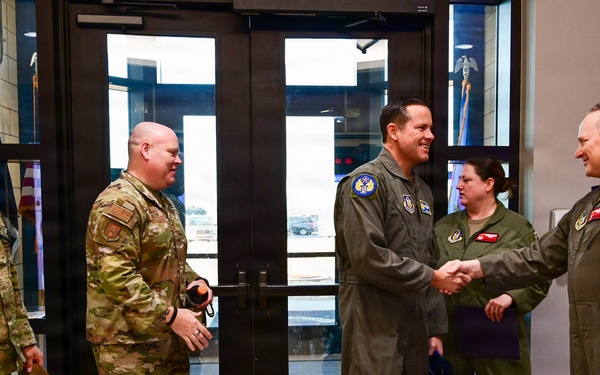 Brig. Gen. Kevin Merrill, 10th Air Force Commander, Conducts Leadership Visit with 513th ACG