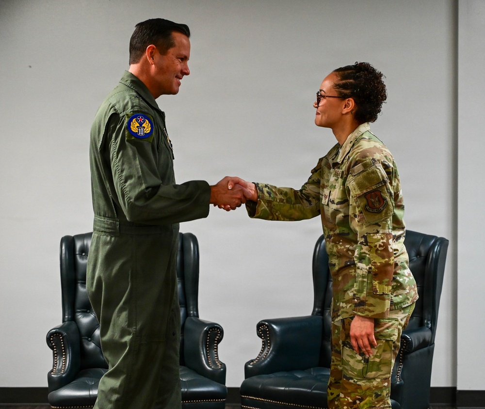 Brig. Gen. Kevin Merrill, 10th Air Force Commander, Conducts Leadership Visit with 513th ACG
