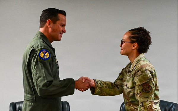 Brig. Gen. Kevin Merrill, 10th Air Force Commander, Conducts Leadership Visit with 513th ACG