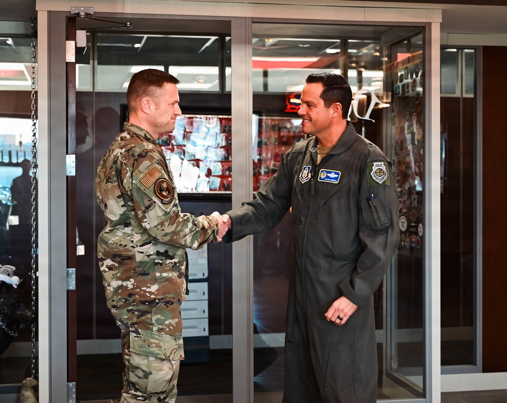 Brig. Gen. Kevin Merrill, 10th Air Force Commander, Conducts Leadership Visit with 513th ACG