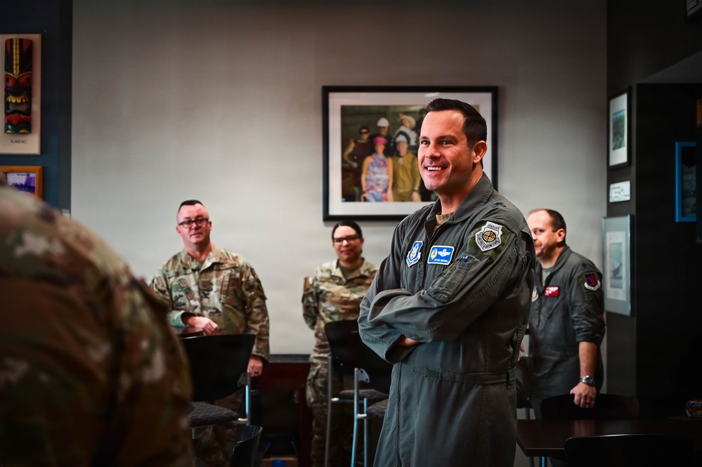 Brig. Gen. Kevin Merrill, 10th Air Force Commander, Conducts Leadership Visit with 513th ACG