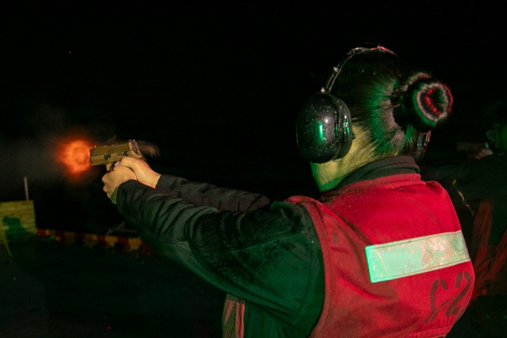 USS Tripoli Conducts A Low Light Gun Shoot