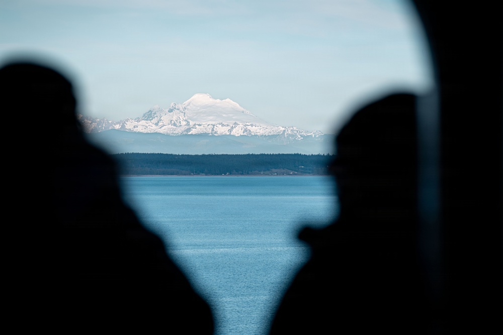 USS Theodore Roosevelt Departs From Indian Island