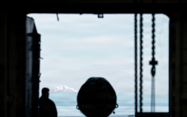 USS Theodore Roosevelt Departs From Indian Island