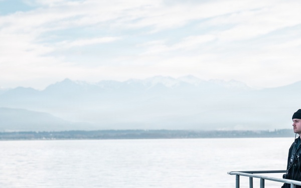 USS Theodore Roosevelt Departs From Indian Island
