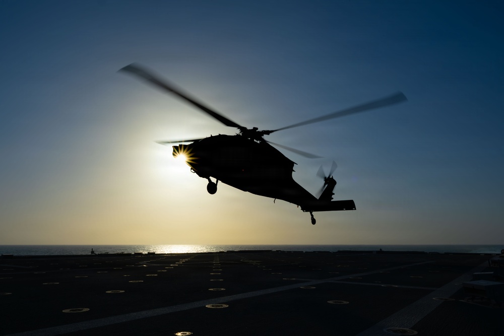 USS Santa Barbara Conducts Flight Operations in the Arabian Gulf