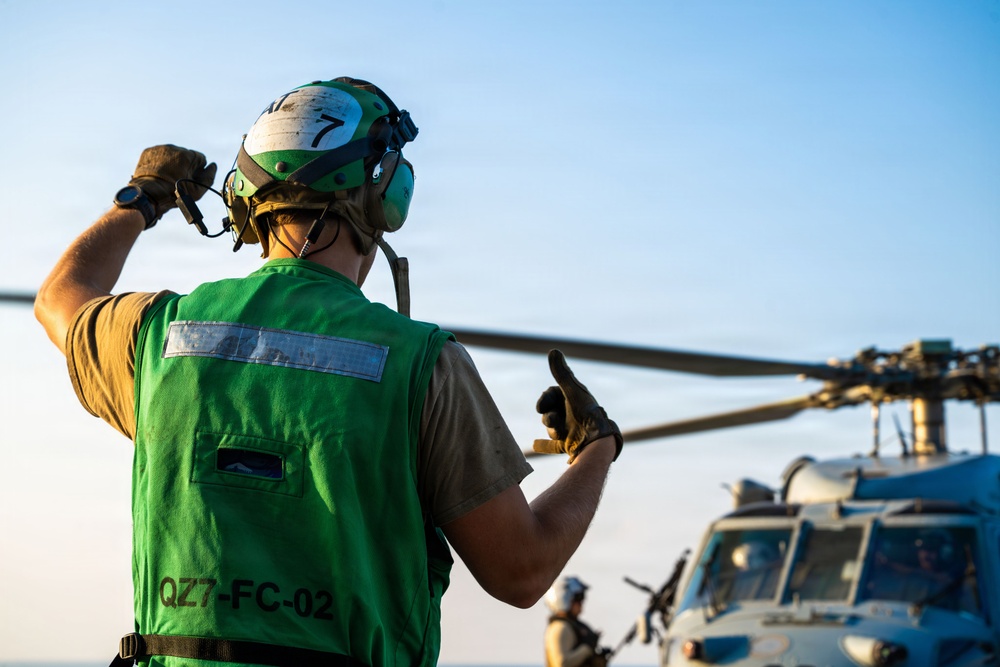 USS Santa Barbara Conducts Flight Operations in the Arabian Gulf