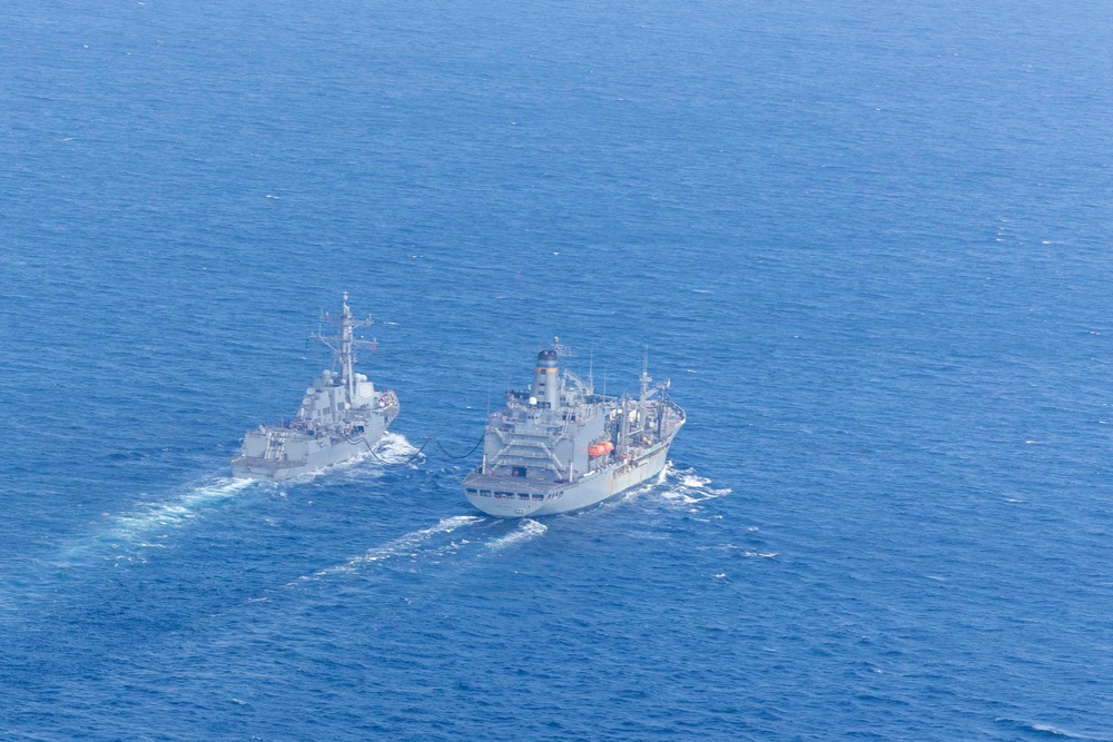 USS Michael Murphy Conducts Replenishment At Sea