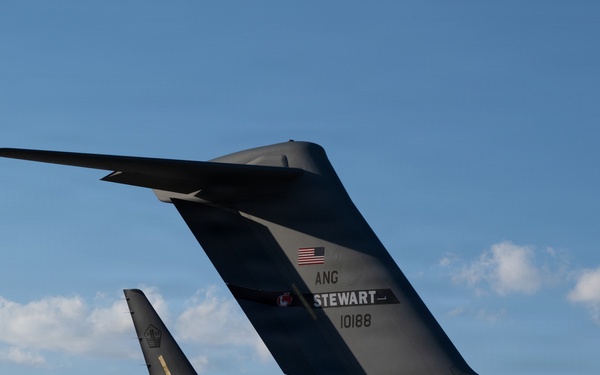 Snow on the 105th AW Flightline