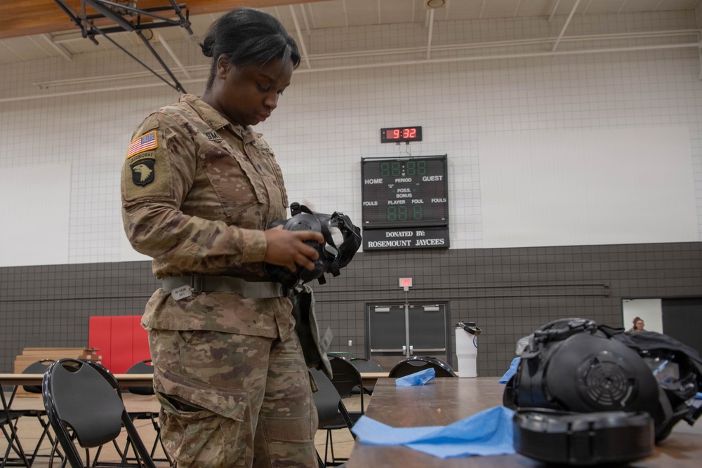 1st Armored Combat Brigade conducted a gas mask donning class