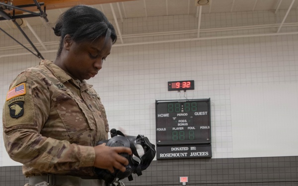 1st Armored Combat Brigade conducted a gas mask donning class