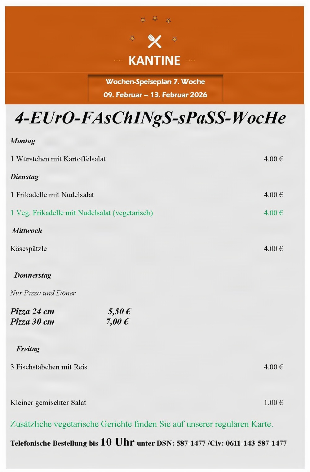 Kantine menu 9-13 Feb. (DEU)