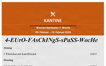 Kantine menu 9-13 Feb. (DEU)