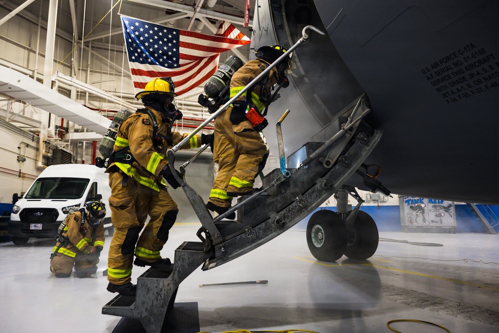 Firefighters’ smoky C-17 training