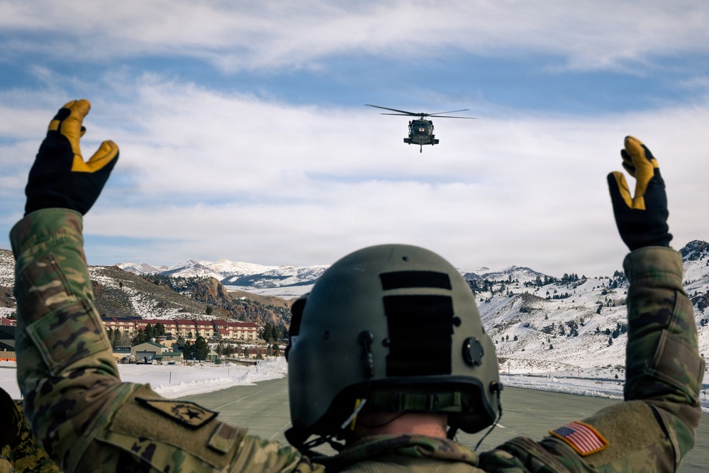 U.S. service members practice joint-service casualty evacuation drills during Mountain Medicine Course 1-26
