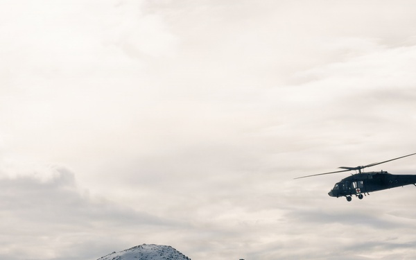 U.S. service members practice joint-service casualty evacuation drills during Mountain Medicine Course 1-26