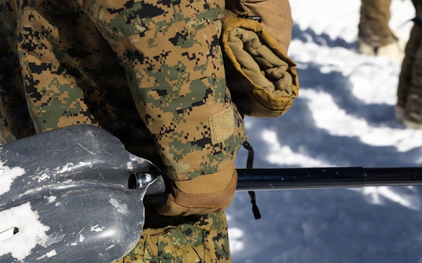 U.S. Marines with 2nd Bn., 4th Marines conduct avalanche recovery drills during MTX 1-26