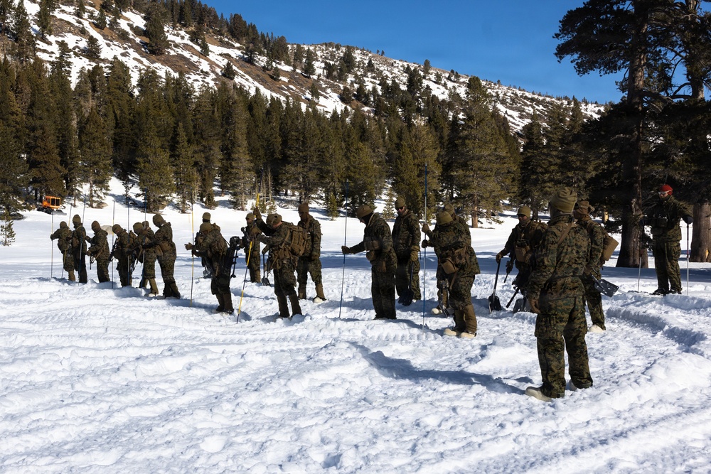 U.S. Marines with 2nd Bn., 4th Marines conduct avalanche recovery drills during MTX 1-26