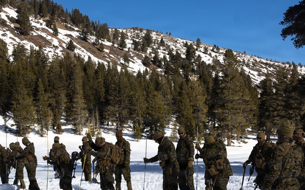 U.S. Marines with 2nd Bn., 4th Marines conduct avalanche recovery drills during MTX 1-26