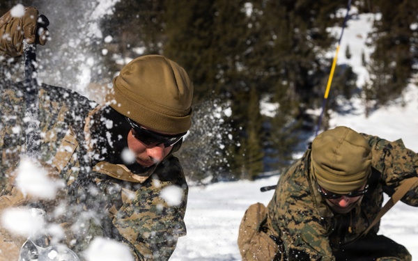 U.S. Marines with 2nd Bn., 4th Marines conduct avalanche recovery drills during MTX 1-26