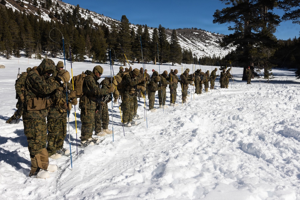 U.S. Marines with 2nd Bn., 4th Marines conduct avalanche recovery drills during MTX 1-26