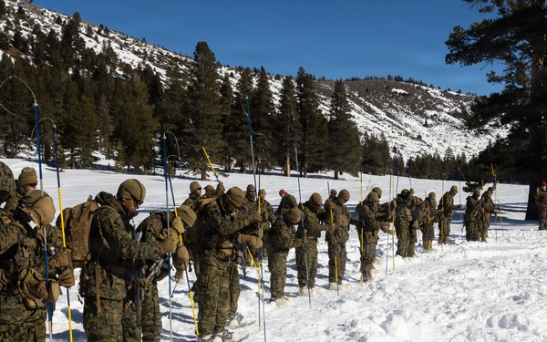 U.S. Marines with 2nd Bn., 4th Marines conduct avalanche recovery drills during MTX 1-26