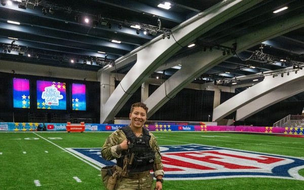 U.S. Coast Guard Maritime Safety and Security Team conduct K-9 sweeps in preparation for the Super Bowl.