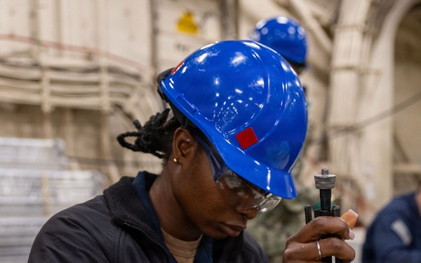 Deck Department Conducts Maintenance on Float Coats