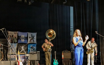 U.S. Naval Forces Europe and Africa Band (Topside Brass Band) perform at the Serge Constantin Theatre in Mauritius during Cutlass Express 2026 (CE 26)